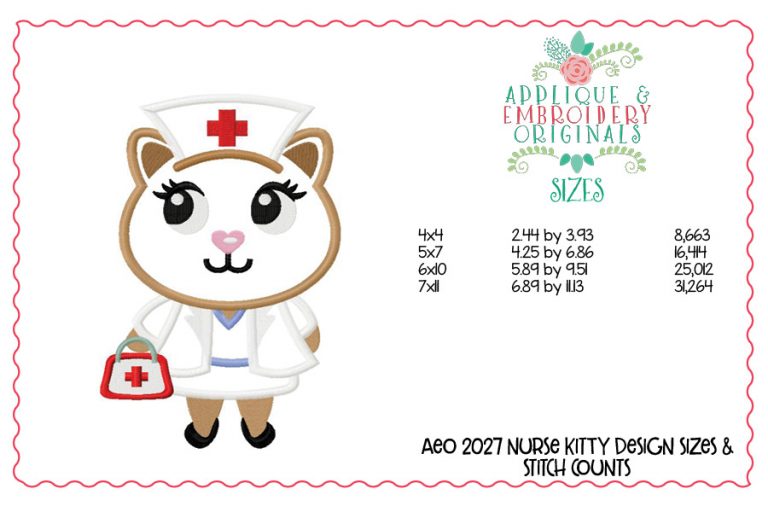 2027 Nurse Kitty Applique Design - Image 2