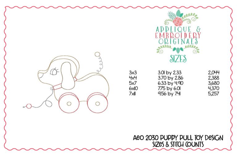 2030 Puppy Pull Toy Embroidery Design - Image 2