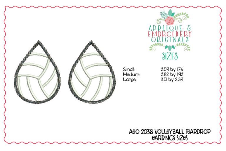 2038 Volleyball Teardrop Earrings Design - Image 2