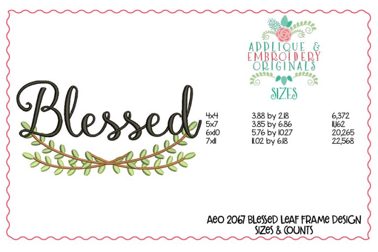 2067 Blessed Leaf Frame Embroidery Design - Image 3