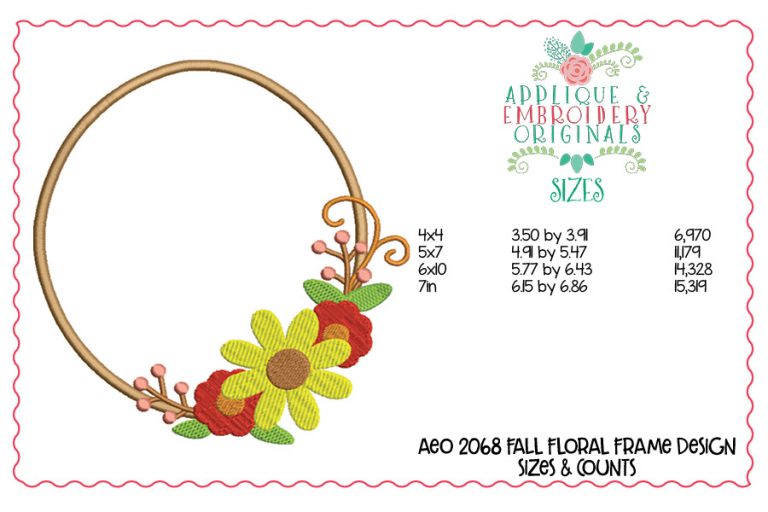 2068 Fall Floral Frame Embroidery Design - Image 4