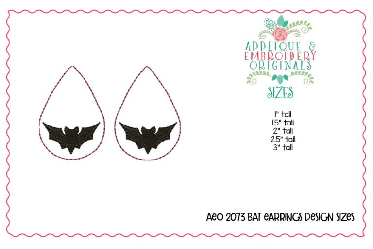 2073 Bat Earrings In-The-Hoop Design - Image 2