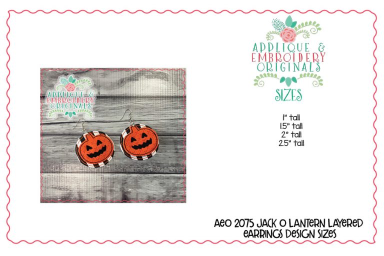 2075 Double Layer Jack O Lantern Earrings In-The-Hoop Design - Image 2