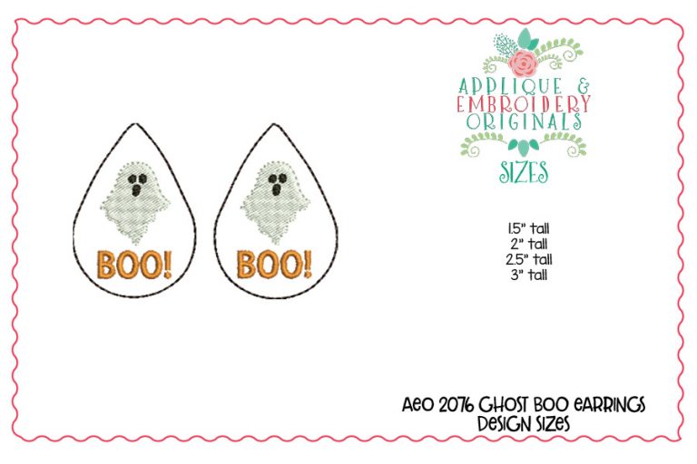 2076 Ghost Boo Earrings In-The-Hoop Design - Image 2
