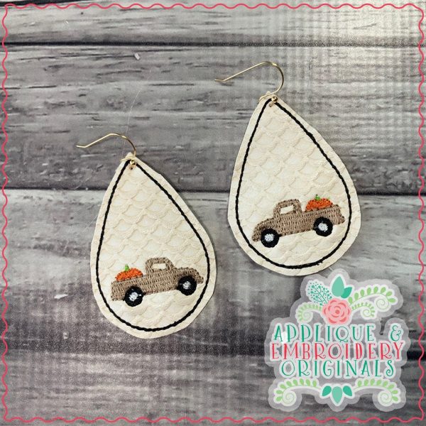 2081 Pumpkin Truck Earrings In-The-Hoop Design - Image 2