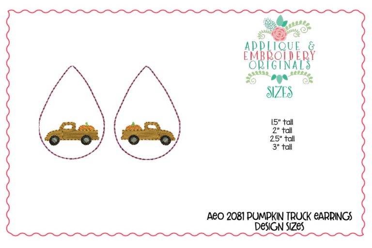 2081 Pumpkin Truck Earrings In-The-Hoop Design - Image 3