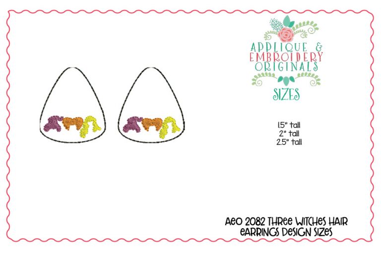 2082 Three Witches Hair Earrings In-The-Hoop Design - Image 4