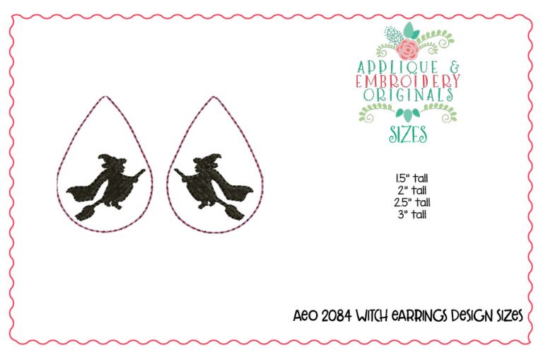2084 Witch Earrings In-The-Hoop Design - Image 5