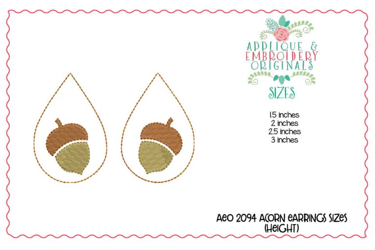 2094 Acorn Earrings In-The-Hoop Design - Image 3