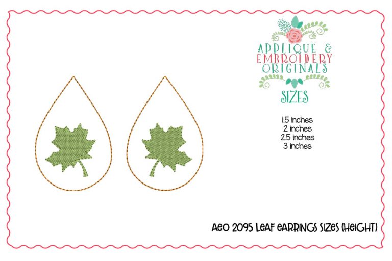 2095 Leaf Earrings In-The-Hoop Design - Image 3