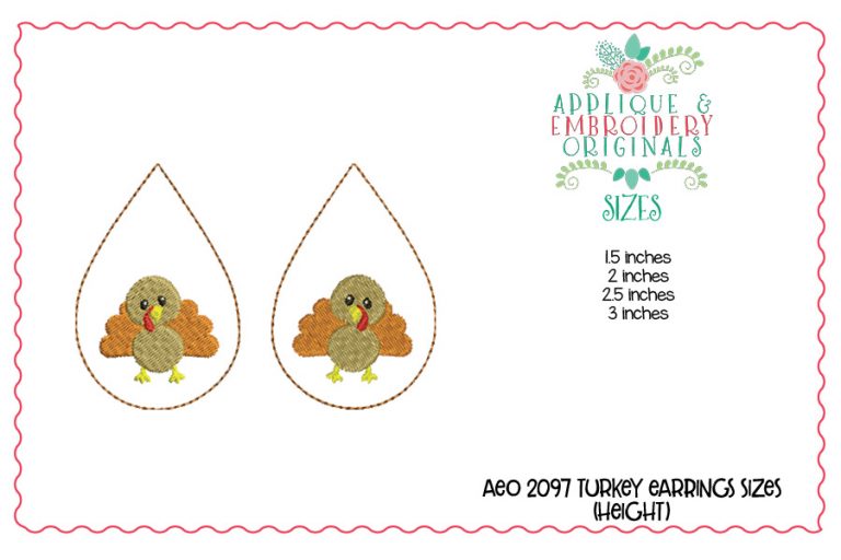 2097 Turkey Earrings In-The-Hoop Design - Image 3