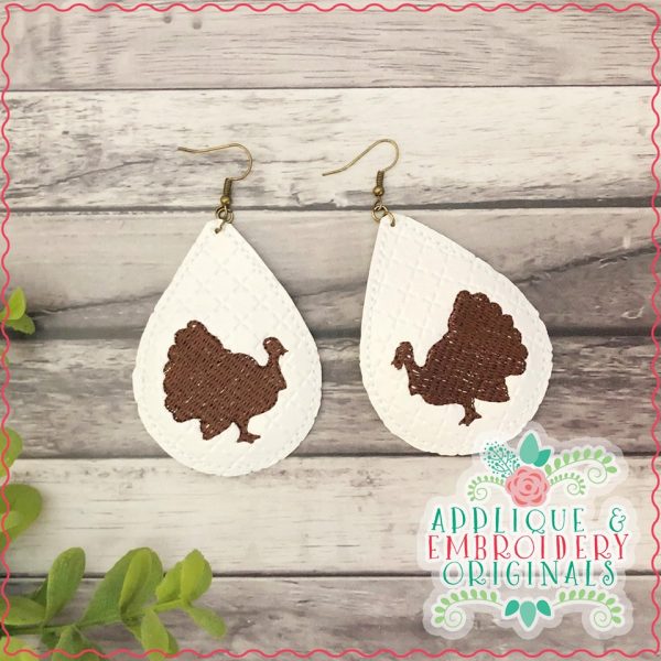 2098 Turkey Silhouette Earrings In-The-Hoop Design - Image 3