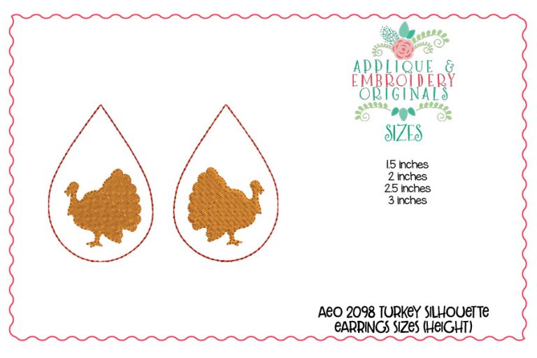 2098 Turkey Silhouette Earrings In-The-Hoop Design - Image 5