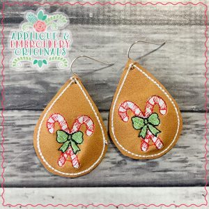 2103 Candy Cane Bow Earrings In-The-Hoop Design