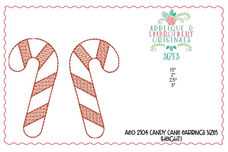 2104 Candy Cane Earrings In-The-Hoop Design - Image 2