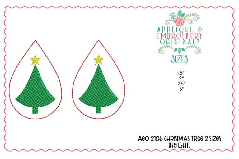2106 Christmas Tree 2 Earrings In-The-Hoop Design - Image 2
