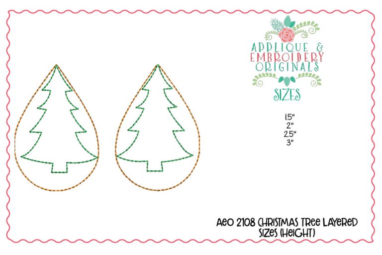 2108 Christmas Tree Layered Earrings In-The-Hoop Design - Image 3