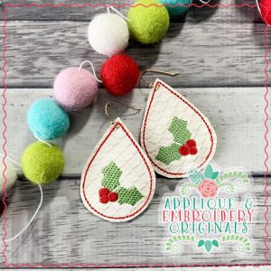2110 Holly Leaves Earrings In-The-Hoop Design
