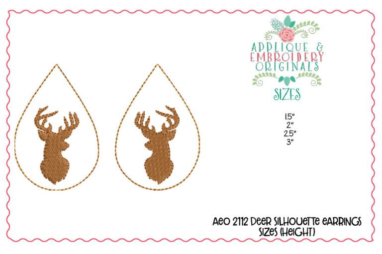 2112 Deer Silhouette Earrings In-The-Hoop Design - Image 2