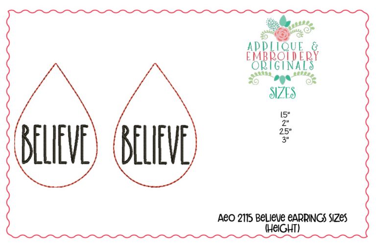 2115 BELIEVE Earrings In-The-Hoop Design - Image 2