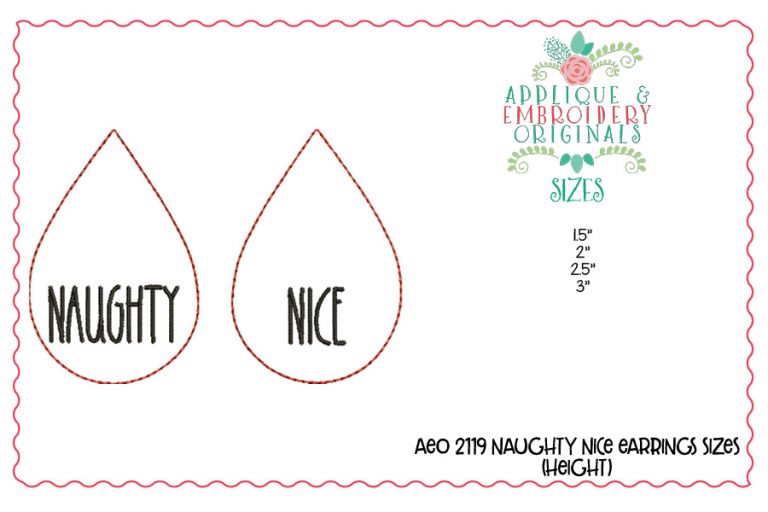 2119 NAUGHTY NICE Earrings In-The-Hoop Design - Image 2
