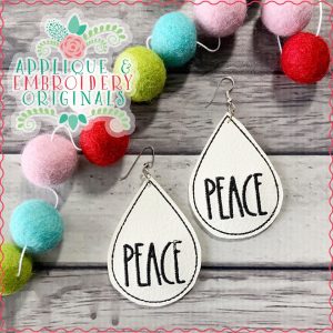 2121 PEACE Earrings In-The-Hoop Design