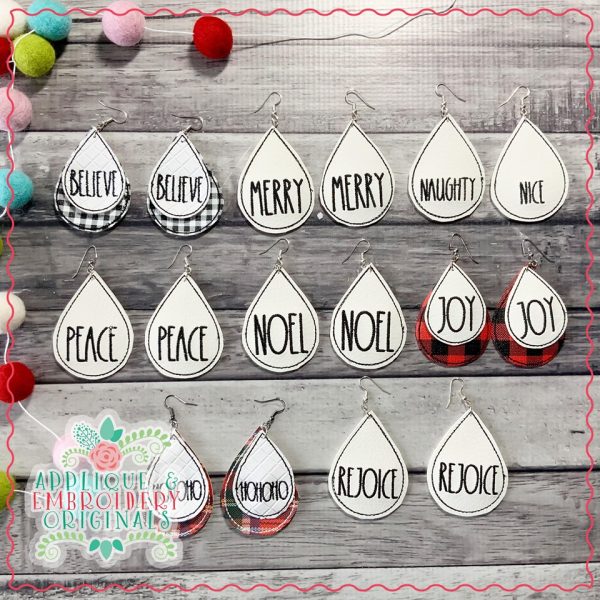 2123 Christmas Word Earrings In-The-Hoop Design SET - Image 10