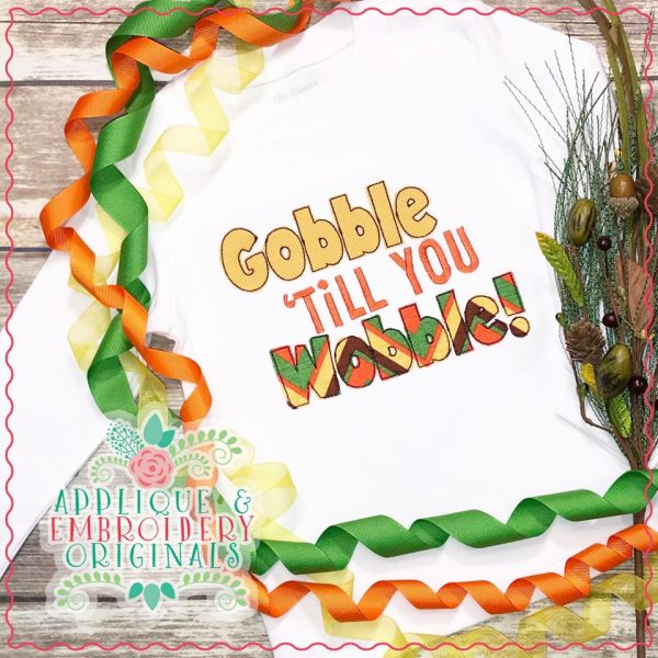 2126 Gobble Til You Wobble Applique & Sketch Design - Image 2