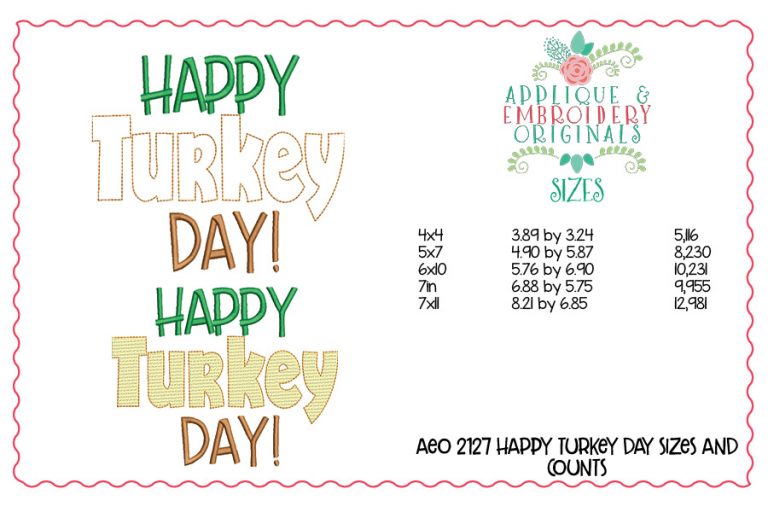 2127 Happy Turkey Day Applique & Sketch Design - Image 4