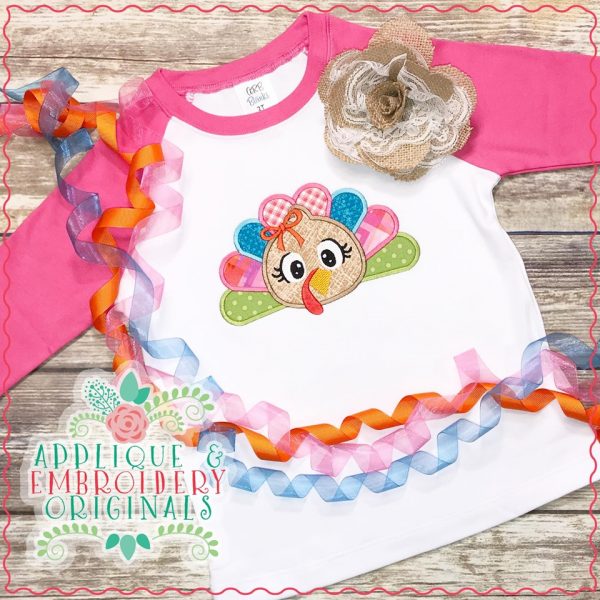 2130 Turkey Head Feathers Girl Applique Design - Image 2
