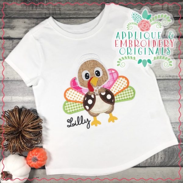 2133 Turkey Pilgrim Girl Applique Design - Image 2