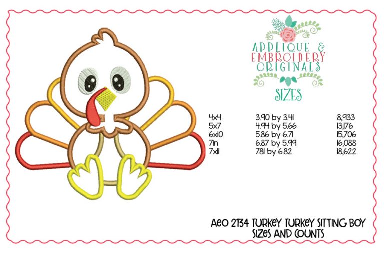 2134 Turkey Sitting Boy Applique Design - Image 3