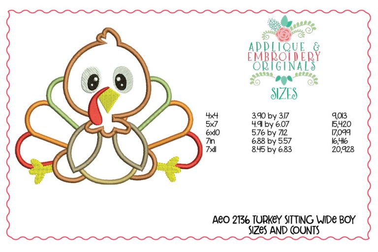 2136 Turkey Sitting Boy Applique Design - Image 2