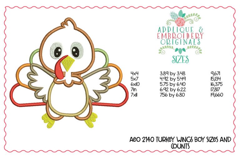 2140 Turkey Wings Applique Design - Image 2