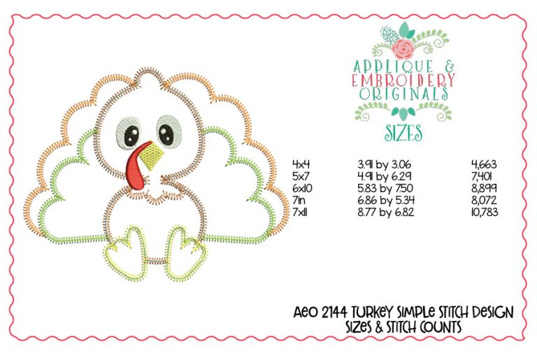 2144 Turkey Simple Boy Zig Zag Applique Design - Image 3