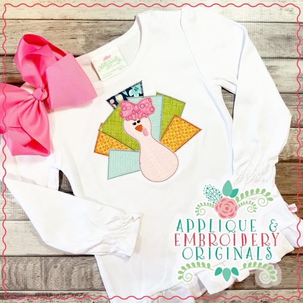2148 Turkey Rectangle Girl All-In-One Applique Design - Image 2