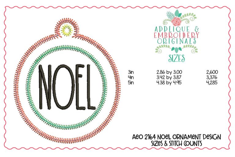 2164 Noel Ornament In-The-Hoop Designs - Image 2