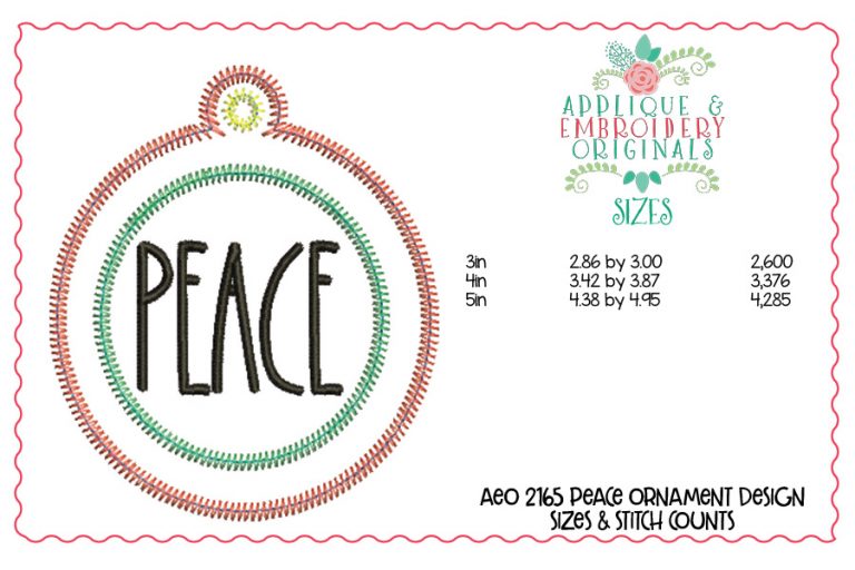 2165 Peace Ornament In-The-Hoop Designs - Image 2