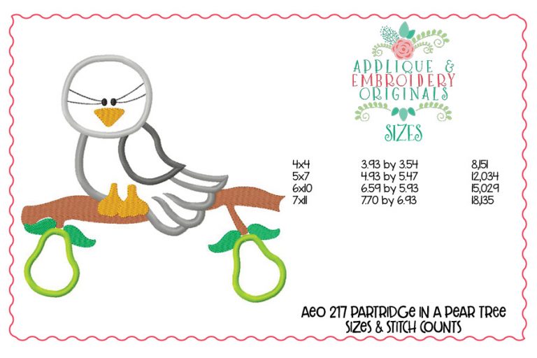 2175 Partridge in a Pear Tree Applique Design - Image 3