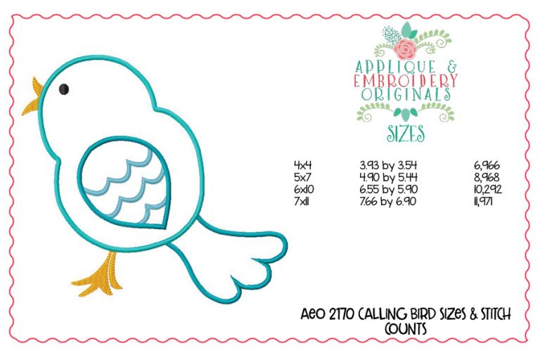 2170 Calling Bird Applique Design - Image 3