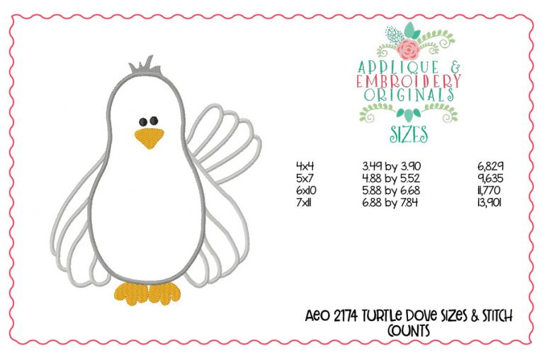 2174 Turtle Dove Applique Design - Image 3
