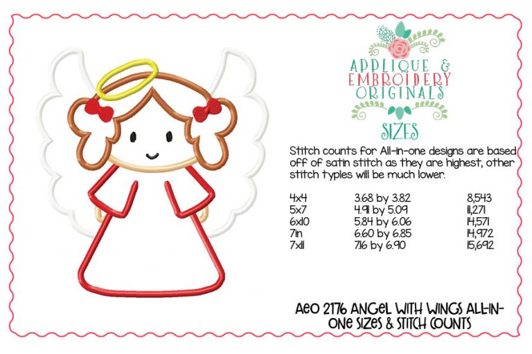 2176 Angel with Wings All-In-One Applique Design - Image 5