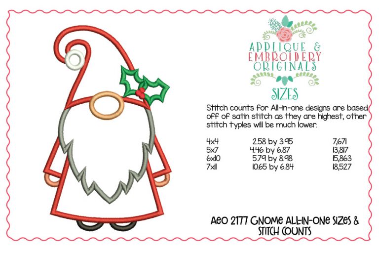 2178 Christmas Gnome All-In-One Applique Design - Image 3