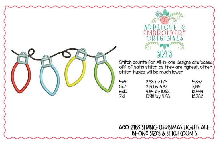 2183 String Christmas Lights All-In-One Applique Design - Image 6