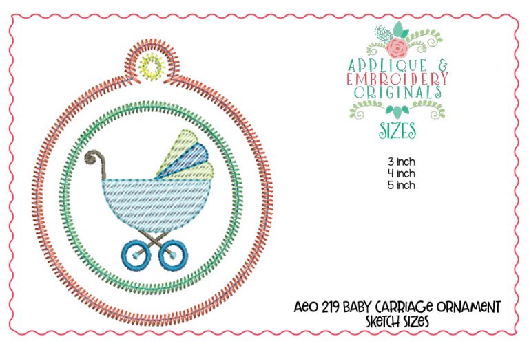 2193 Baby Carriage Ornament In-The-Hoop Designs - Image 3