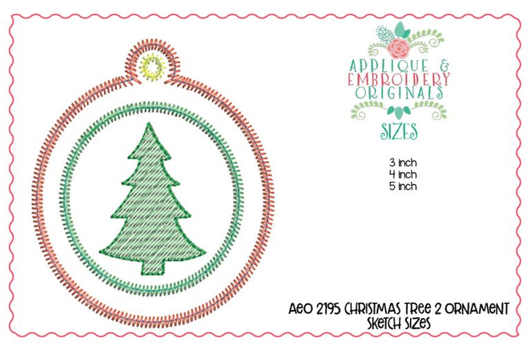 2195 Christmas Tree 2 Ornament In-The-Hoop Designs - Image 2