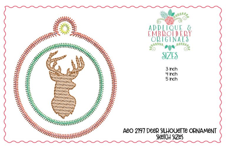 2197 Deer Silhouette Ornament In-The-Hoop Designs - Image 3