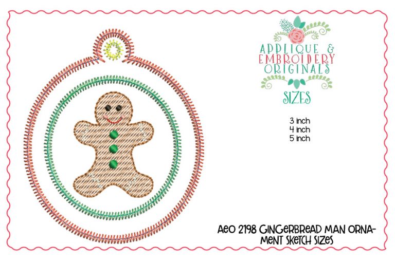 2198 Gingerbread Man Ornament In-The-Hoop Designs - Image 2