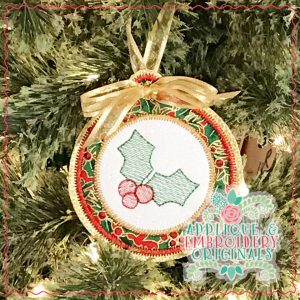 2200 Holly Leaves Ornament In-The-Hoop Designs