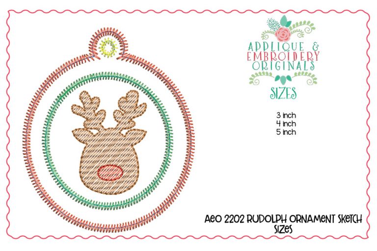 2202 Rudolph Reindeer Ornament In-The-Hoop Designs - Image 2